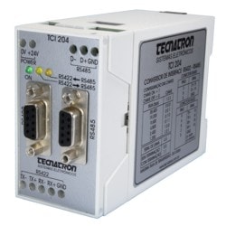 Conversor de comunicação serial RS422 para RS485 para fixação em trilho - TCI 204
