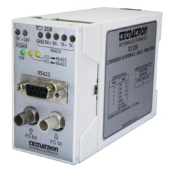 Conversor de comunicação serial RS422 para Fibra Óptica para fixação em trilho - TCI 208