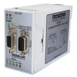 Conversor de comunicação serial RS232 para RS422 para fixação em trilho - TCI 201