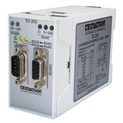 Conversor de comunicação serial RS232 para RS485 para fixação em trilho - TCI 202