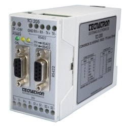 Conversor de comunicação serial RS422 para TTY (Loop de Corrente 20mA) para fixação em trilho - TCI 205