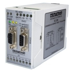 Conversor de comunicação serial RS422 para TTY (Loop de Corrente 20mA) para fixação em trilho - TCI 205