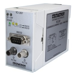 Conversor de comunicação serial RS232 para Fibra Óptica para fixação em trilho - TCI 207