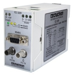 Conversor de comunicação serial RS485 para Fibra Óptica para fixação em trilho - TCI 209