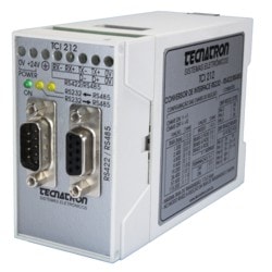 Conversor de comunicação serial RS232 para RS485/RS422 para fixação em trilho - TCI 212