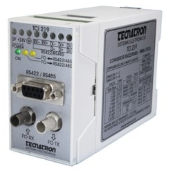 Conversor de comunicação serial RS485/RS422 para Fibra Óptica para fixação em trilho - TCI 219